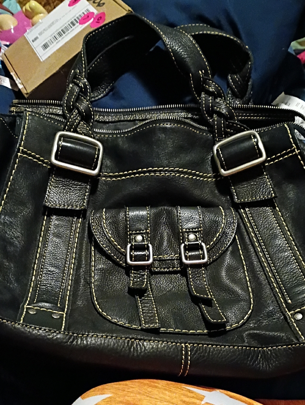 Fossil Black Branded Jacquard Interior Pocket